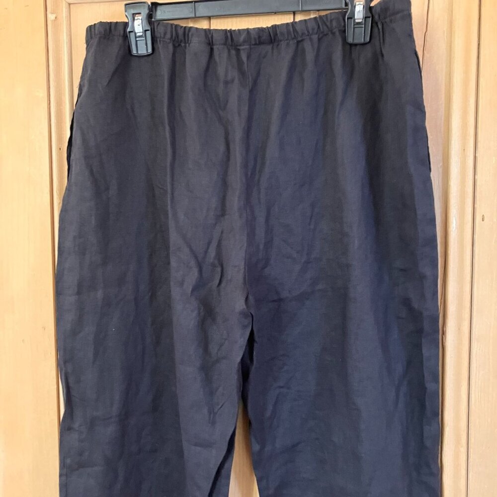 Zara Womens 100% Linen Wide Leg Drawstring Pockets Pants Size XL Black SP NWT - Picture 11 of 12
